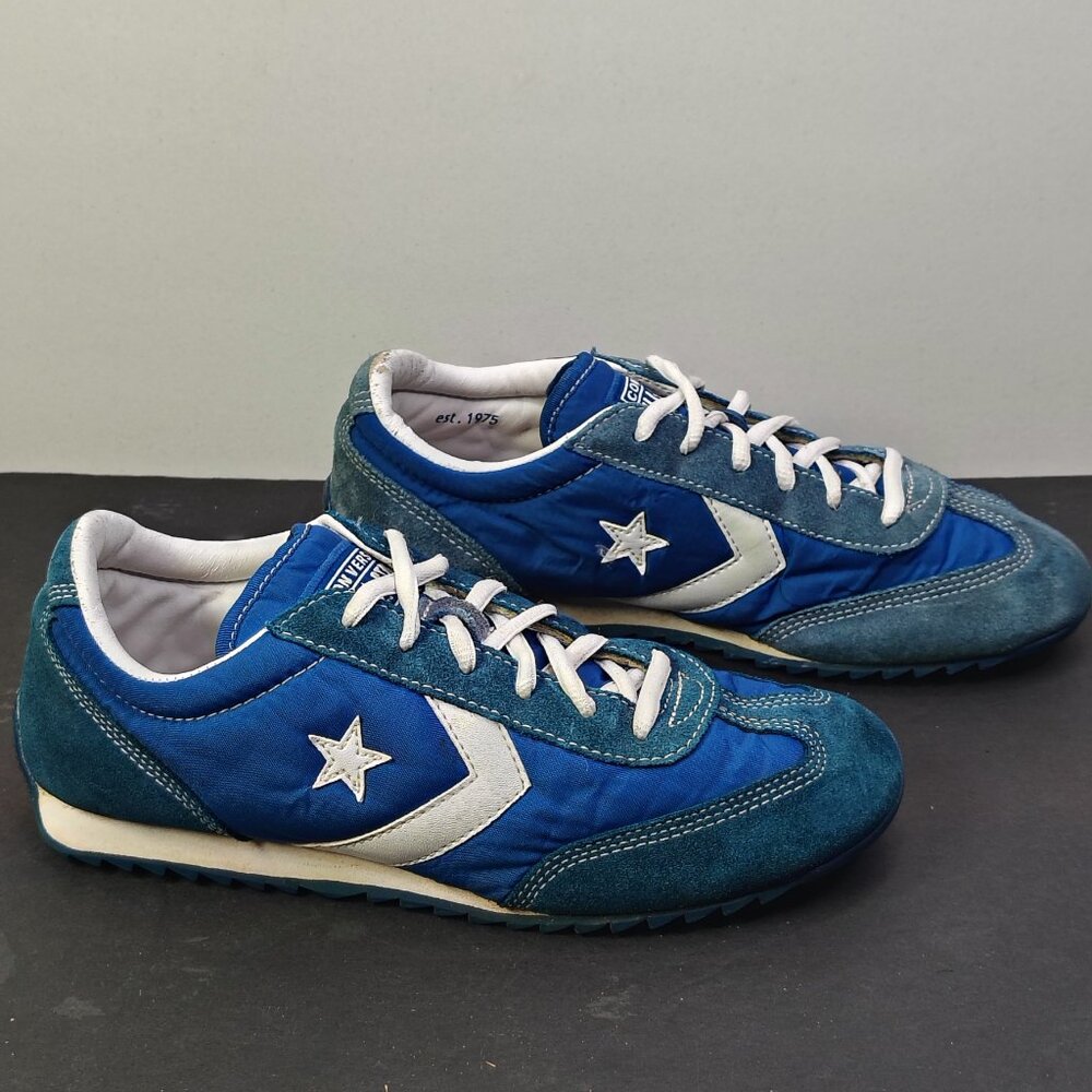 Converse Womens Sneakers Size 8 Blue Suede Nylon Retro Star Chevron Jogger VTG
